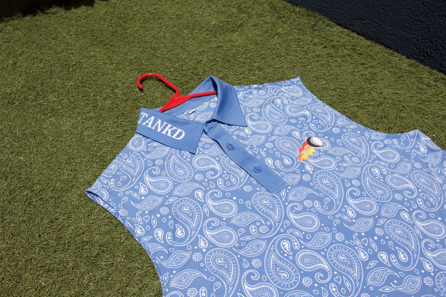 14-Blue Paisley Sleeveless Polo