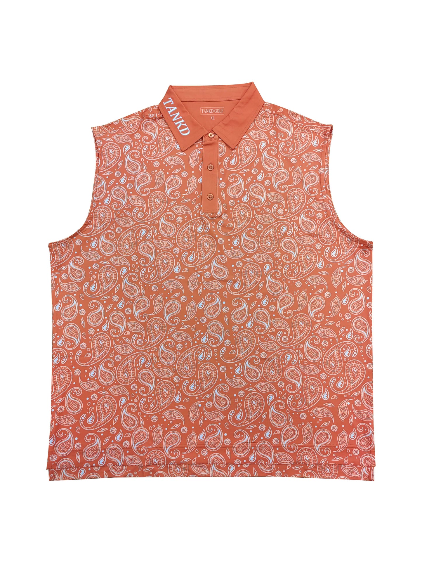 13-Orange Paisley Sleeveless Polo