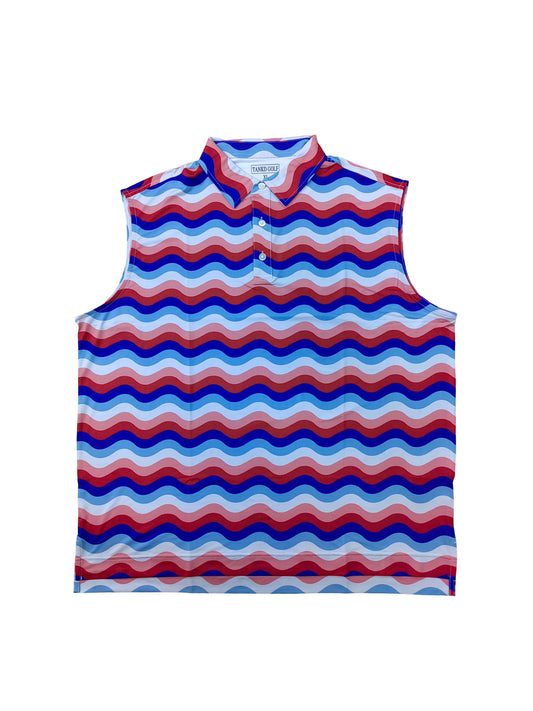 06-Wavy America Sleeveless Polo