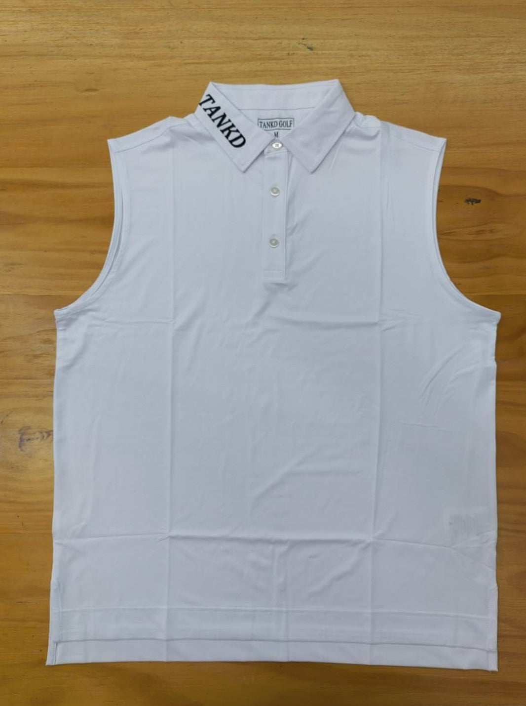 01-White Sleeveless Polo