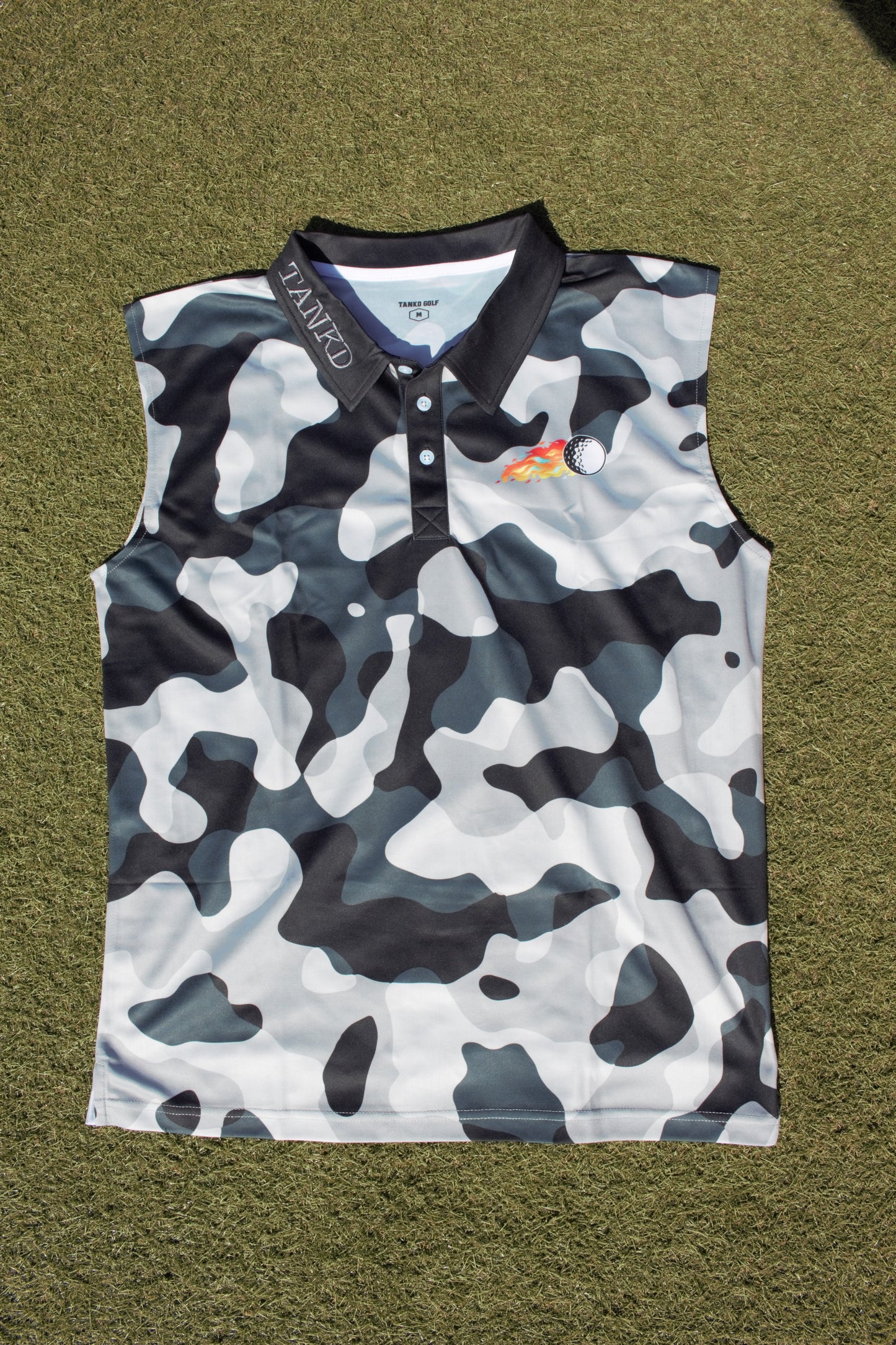 17-Black Camo Sleeveless Polo