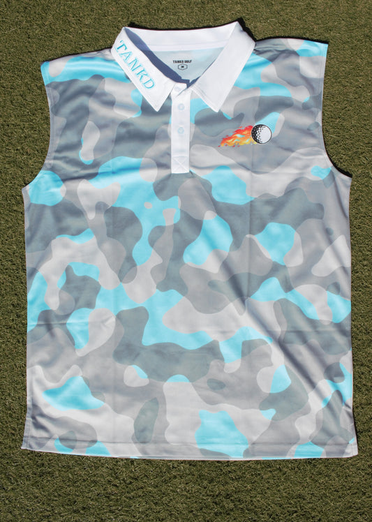 18-Sky Blue Camo Sleeveless Polo