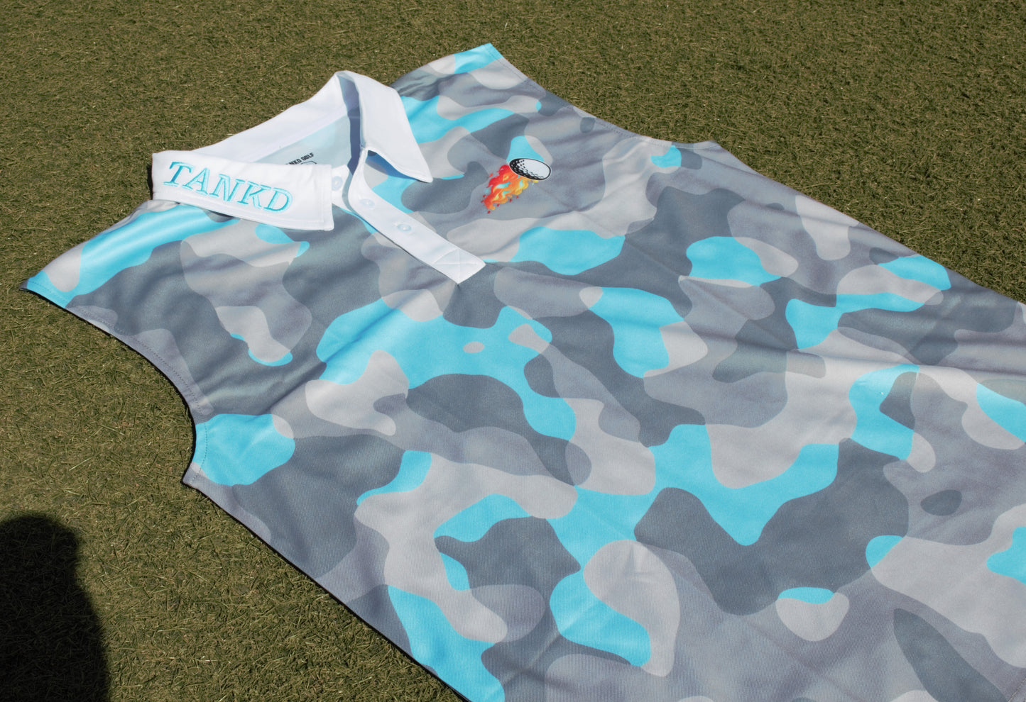 18-Sky Blue Camo Sleeveless Polo